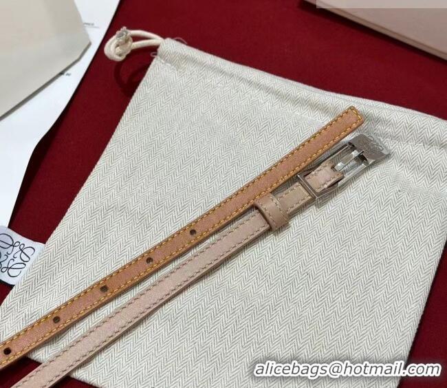 Market Sells Loewe Anagram Smooth Calfskin Belt 1cm with Square Buckle LW091204 Beige/Silver 2025