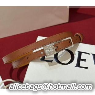 Top Grade Loewe Anagram Smooth Calfskin Belt 1cm with Square Buckle LW091204 Brown/Silver 2025