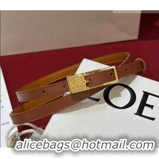 Grade Quality Loewe Anagram Smooth Calfskin Belt 1cm with Square Buckle LW091204 Brown/Gold 2025