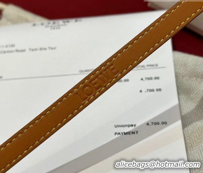 Grade Quality Loewe Anagram Smooth Calfskin Belt 1cm with Square Buckle LW091204 Brown/Gold 2025