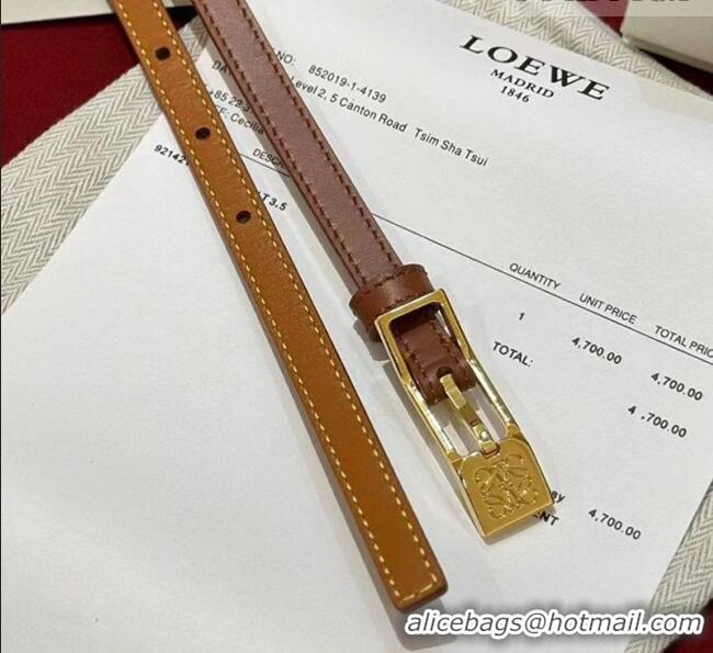 Grade Quality Loewe Anagram Smooth Calfskin Belt 1cm with Square Buckle LW091204 Brown/Gold 2025