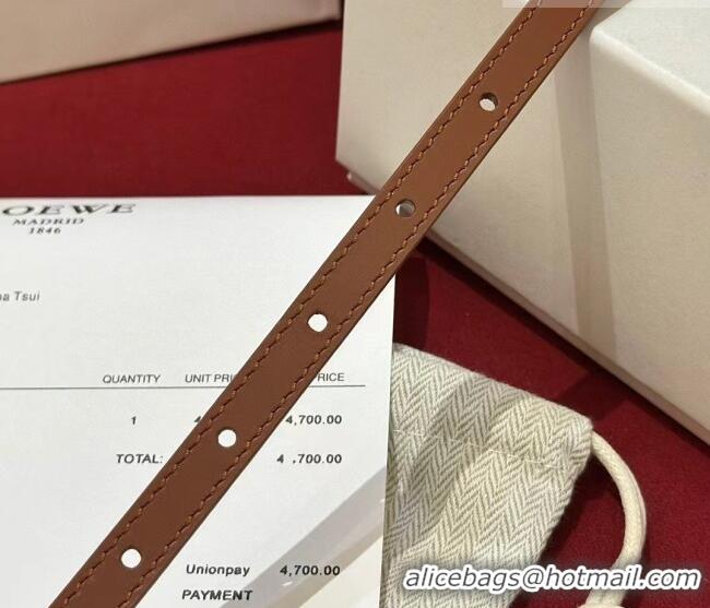 Grade Quality Loewe Anagram Smooth Calfskin Belt 1cm with Square Buckle LW091204 Brown/Gold 2025