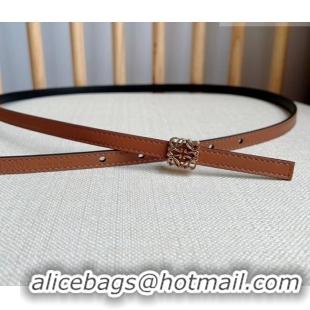 New Cheap Loewe Anagram Belt 1cm in Smooth Calfskin Leather LW091206 Brown/Gold 2025