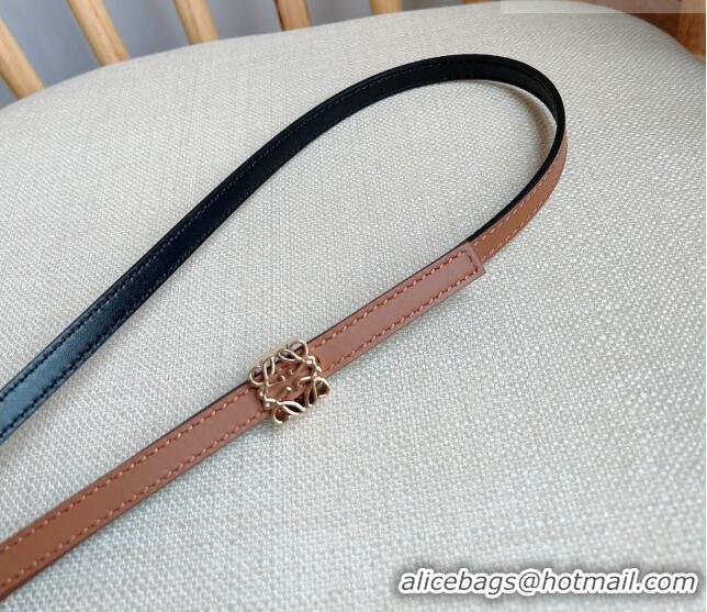 New Cheap Loewe Anagram Belt 1cm in Smooth Calfskin Leather LW091206 Brown/Gold 2025