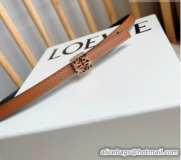 New Cheap Loewe Anagram Belt 1cm in Smooth Calfskin Leather LW091206 Brown/Gold 2025