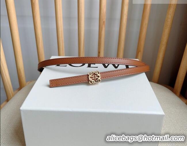 New Cheap Loewe Anagram Belt 1cm in Smooth Calfskin Leather LW091206 Brown/Gold 2025