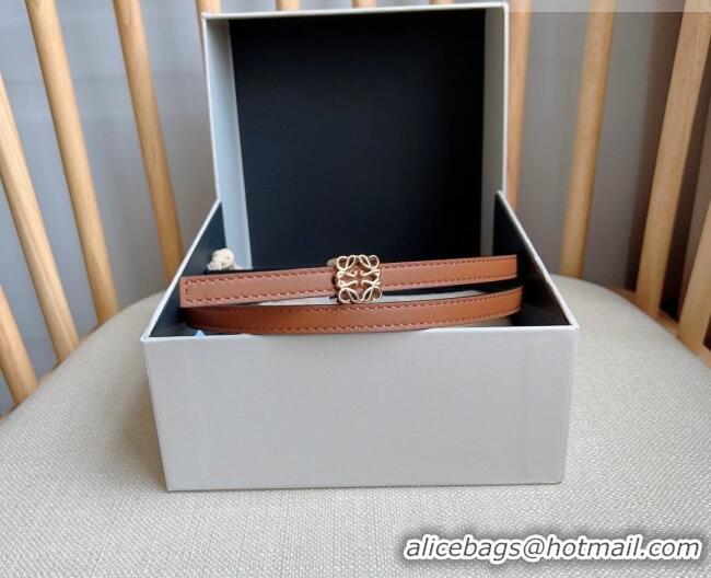 New Cheap Loewe Anagram Belt 1cm in Smooth Calfskin Leather LW091206 Brown/Gold 2025
