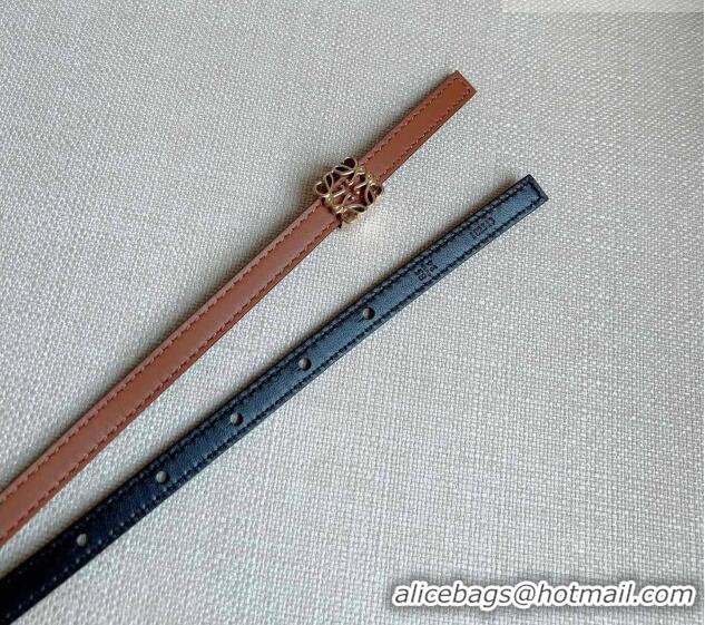 New Cheap Loewe Anagram Belt 1cm in Smooth Calfskin Leather LW091206 Brown/Gold 2025