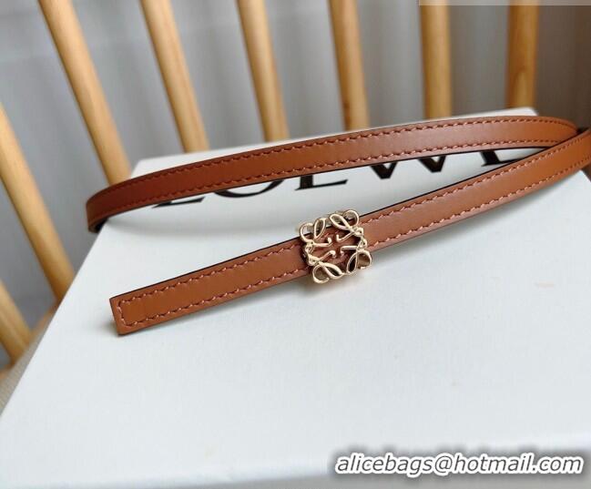 New Cheap Loewe Anagram Belt 1cm in Smooth Calfskin Leather LW091206 Brown/Gold 2025