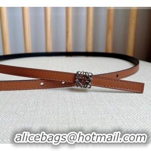 New Cheap Loewe Anagram Belt 1cm in Smooth Calfskin Leather LW091206 Brown/Silver 2025