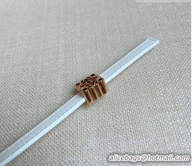 Good Taste Loewe Anagram Belt 1cm in Smooth Calfskin Leather LW091206 White/Gold 2025