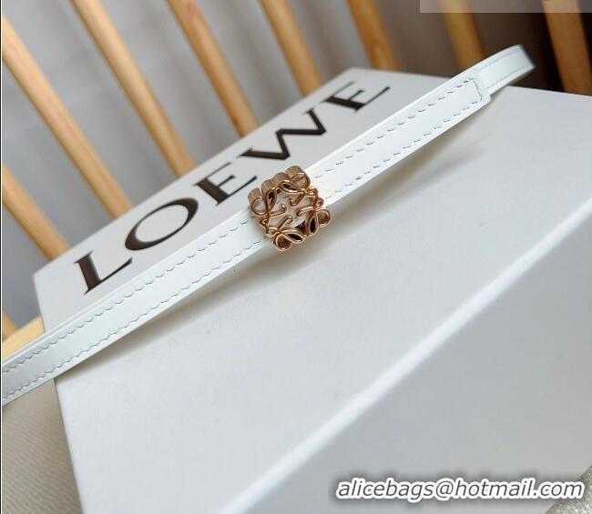 Good Taste Loewe Anagram Belt 1cm in Smooth Calfskin Leather LW091206 White/Gold 2025