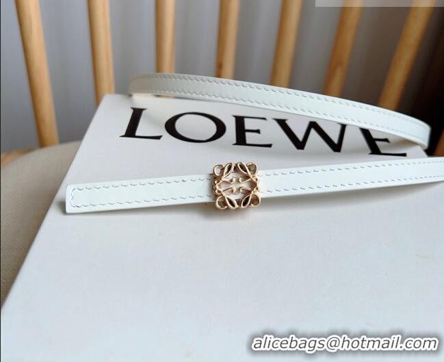 Good Taste Loewe Anagram Belt 1cm in Smooth Calfskin Leather LW091206 White/Gold 2025