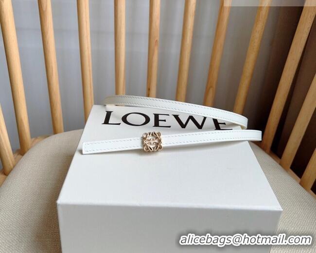 Good Taste Loewe Anagram Belt 1cm in Smooth Calfskin Leather LW091206 White/Gold 2025