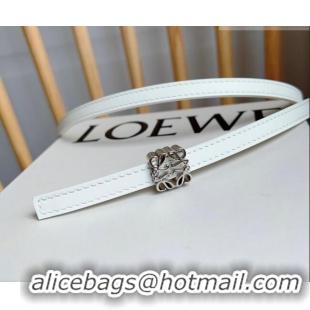 Best Quality Loewe Anagram Belt 1cm in Smooth Calfskin Leather LW091206 White/Silver 2025