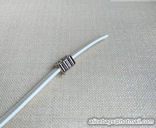 Best Quality Loewe Anagram Belt 1cm in Smooth Calfskin Leather LW091206 White/Silver 2025