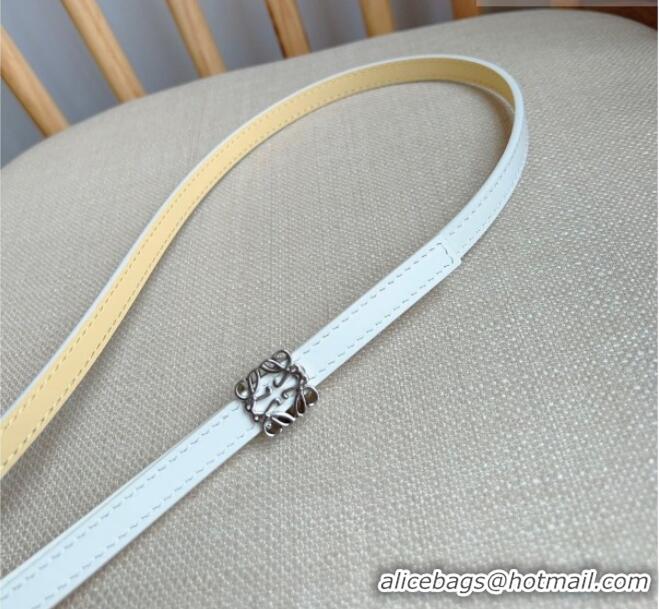 Best Quality Loewe Anagram Belt 1cm in Smooth Calfskin Leather LW091206 White/Silver 2025