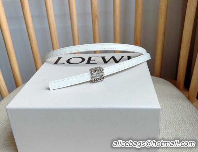 Best Quality Loewe Anagram Belt 1cm in Smooth Calfskin Leather LW091206 White/Silver 2025