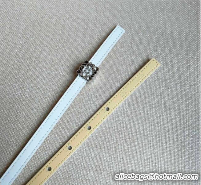 Best Quality Loewe Anagram Belt 1cm in Smooth Calfskin Leather LW091206 White/Silver 2025