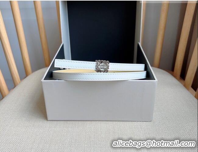 Best Quality Loewe Anagram Belt 1cm in Smooth Calfskin Leather LW091206 White/Silver 2025