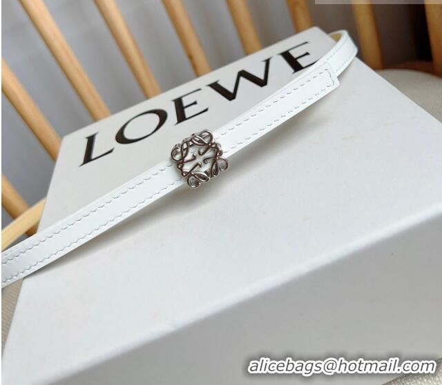Best Quality Loewe Anagram Belt 1cm in Smooth Calfskin Leather LW091206 White/Silver 2025