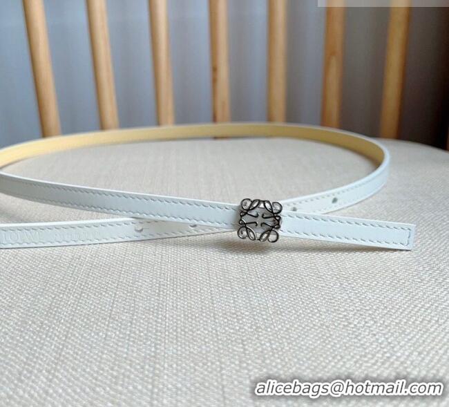 Best Quality Loewe Anagram Belt 1cm in Smooth Calfskin Leather LW091206 White/Silver 2025
