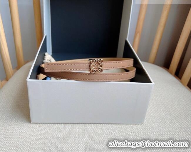 Well Crafted Loewe Anagram Belt 1cm in Smooth Calfskin Leather LW091206 Beige/Gold 2025