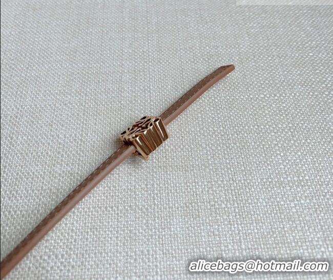 Well Crafted Loewe Anagram Belt 1cm in Smooth Calfskin Leather LW091206 Beige/Gold 2025