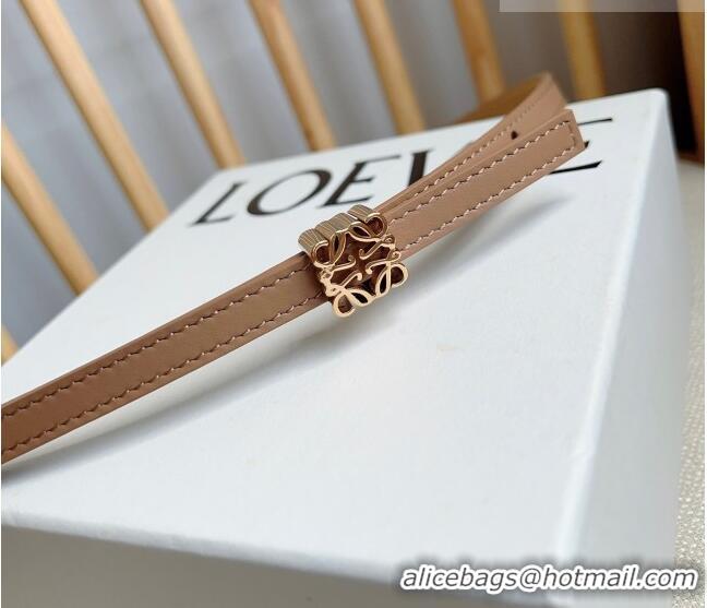 Well Crafted Loewe Anagram Belt 1cm in Smooth Calfskin Leather LW091206 Beige/Gold 2025