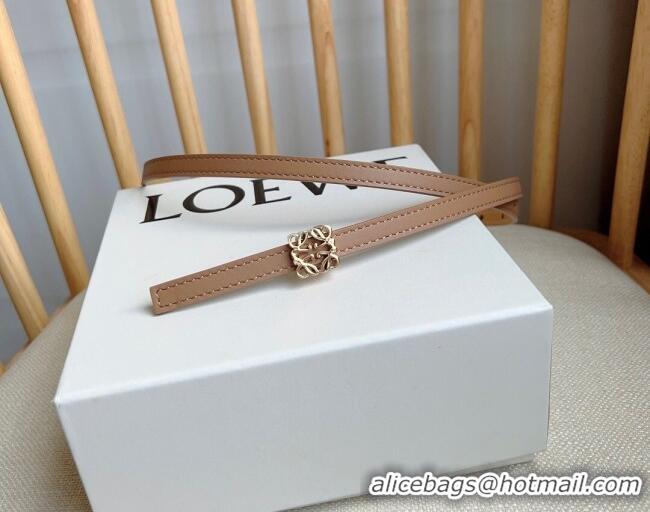 Well Crafted Loewe Anagram Belt 1cm in Smooth Calfskin Leather LW091206 Beige/Gold 2025