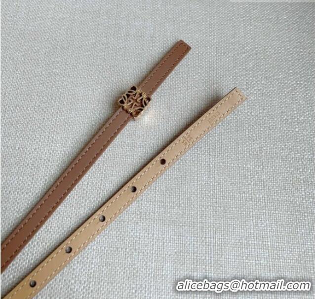 Well Crafted Loewe Anagram Belt 1cm in Smooth Calfskin Leather LW091206 Beige/Gold 2025