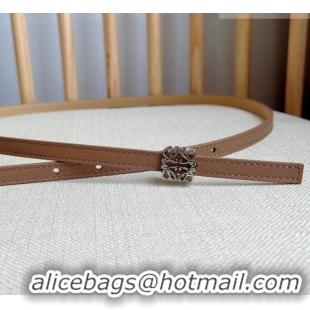 Reasonable Price Loewe Anagram Belt 1cm in Smooth Calfskin Leather LW091206 Beige/Silver 2025