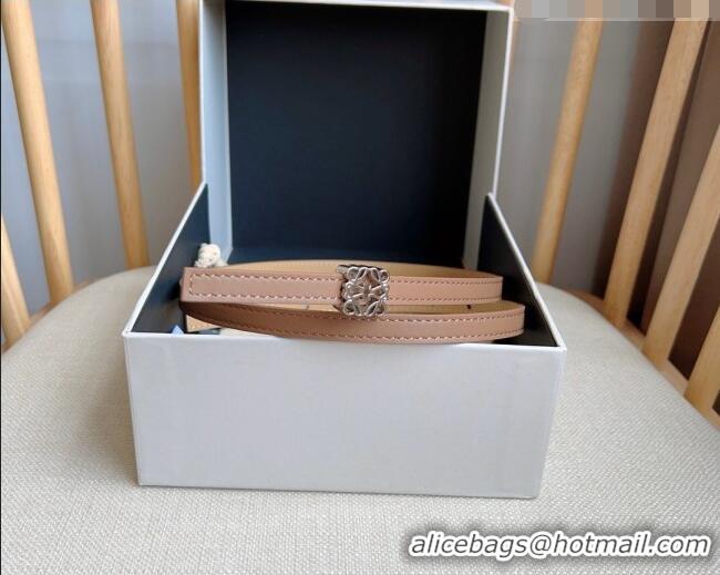 Reasonable Price Loewe Anagram Belt 1cm in Smooth Calfskin Leather LW091206 Beige/Silver 2025