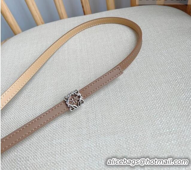 Reasonable Price Loewe Anagram Belt 1cm in Smooth Calfskin Leather LW091206 Beige/Silver 2025