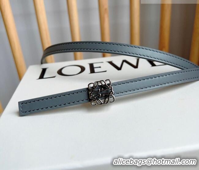 Luxury Cheap Loewe Anagram Belt 1cm in Smooth Calfskin Leather LW091206 Grey/Gold 2025