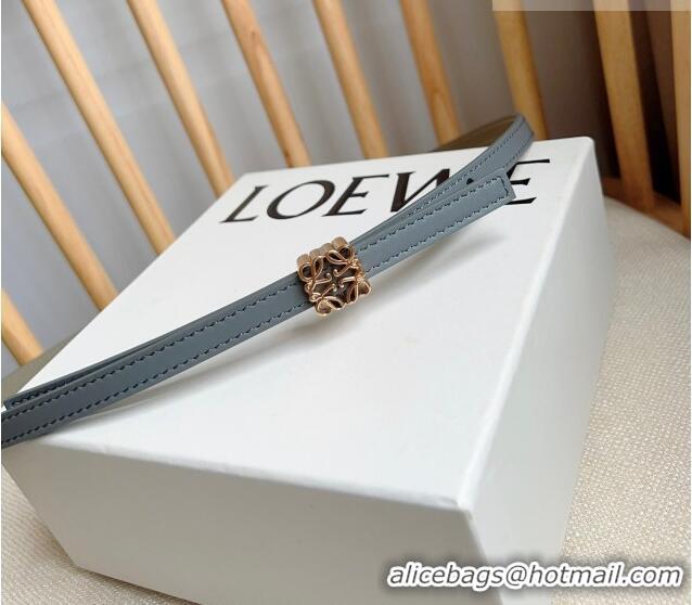 Luxury Cheap Loewe Anagram Belt 1cm in Smooth Calfskin Leather LW091206 Grey/Gold 2025