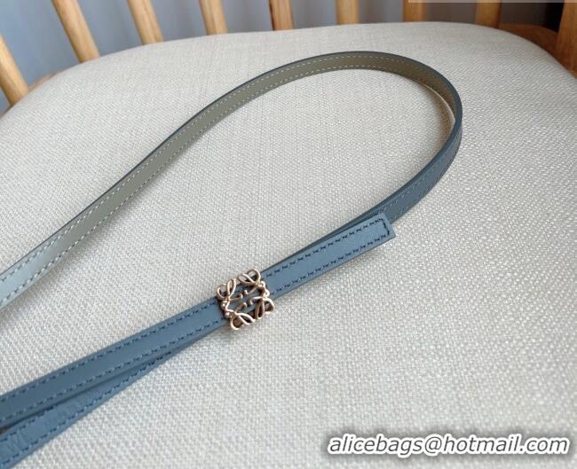 Luxury Cheap Loewe Anagram Belt 1cm in Smooth Calfskin Leather LW091206 Grey/Gold 2025