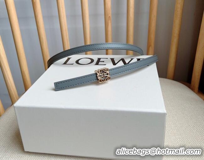 Luxury Cheap Loewe Anagram Belt 1cm in Smooth Calfskin Leather LW091206 Grey/Gold 2025