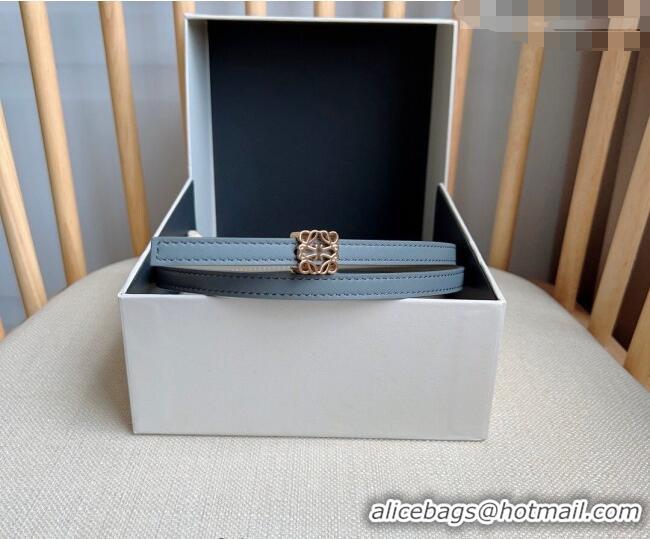 Luxury Cheap Loewe Anagram Belt 1cm in Smooth Calfskin Leather LW091206 Grey/Gold 2025