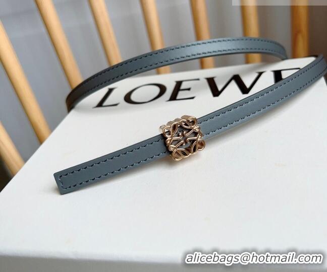 Luxury Cheap Loewe Anagram Belt 1cm in Smooth Calfskin Leather LW091206 Grey/Gold 2025