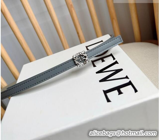Best Quality Loewe Anagram Belt 1cm in Smooth Calfskin Leather LW091206 Grey/Silver 2025
