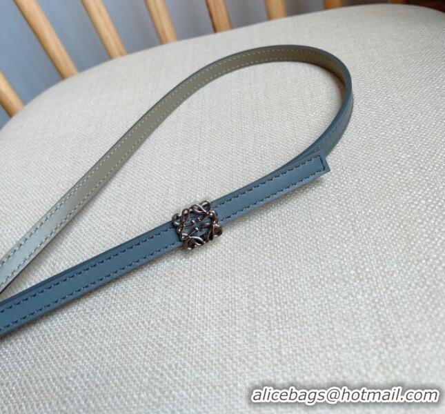 Best Quality Loewe Anagram Belt 1cm in Smooth Calfskin Leather LW091206 Grey/Silver 2025