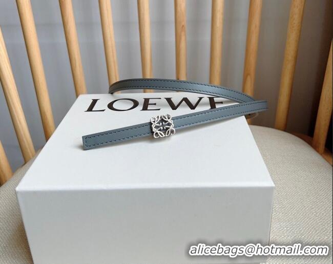 Best Quality Loewe Anagram Belt 1cm in Smooth Calfskin Leather LW091206 Grey/Silver 2025