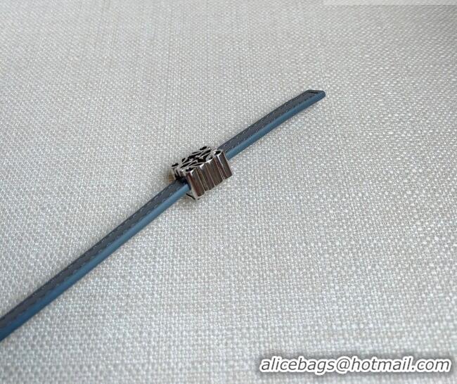 Best Quality Loewe Anagram Belt 1cm in Smooth Calfskin Leather LW091206 Grey/Silver 2025