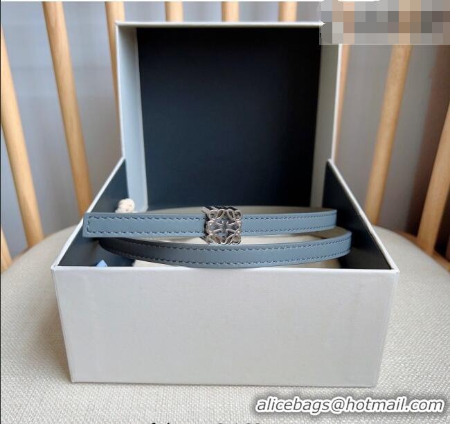 Best Quality Loewe Anagram Belt 1cm in Smooth Calfskin Leather LW091206 Grey/Silver 2025