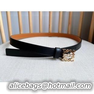 Stylish Discount Loewe Anagram Belt 2cm in Smooth Calfskin Leather LW091206 Black/Gold 2025