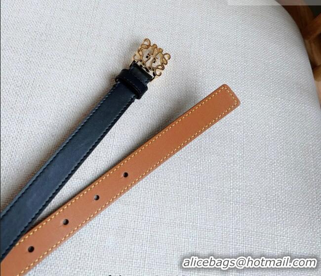 Stylish Discount Loewe Anagram Belt 2cm in Smooth Calfskin Leather LW091206 Black/Gold 2025