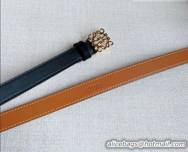 Stylish Discount Loewe Anagram Belt 2cm in Smooth Calfskin Leather LW091206 Black/Gold 2025