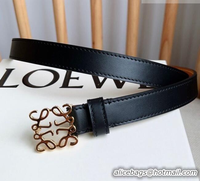 Stylish Discount Loewe Anagram Belt 2cm in Smooth Calfskin Leather LW091206 Black/Gold 2025