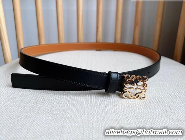 Stylish Discount Loewe Anagram Belt 2cm in Smooth Calfskin Leather LW091206 Black/Gold 2025